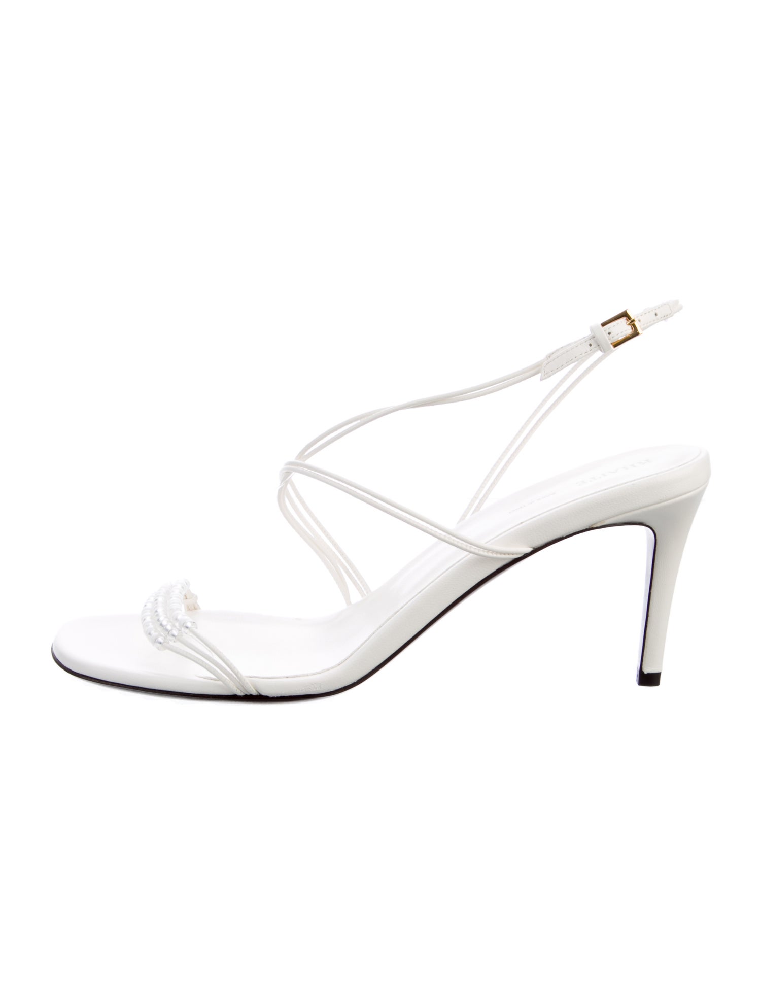 Khaite Leather Beaded Accents Slingback Sandals