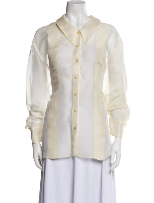 Khaite Silk Long Sleeve Button-Up Top
