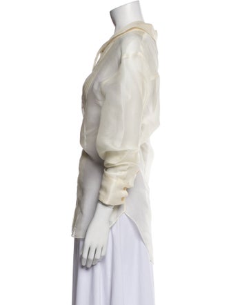 Khaite Silk Long Sleeve Button-Up Top