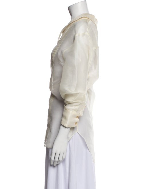 Khaite Silk Long Sleeve Button-Up Top