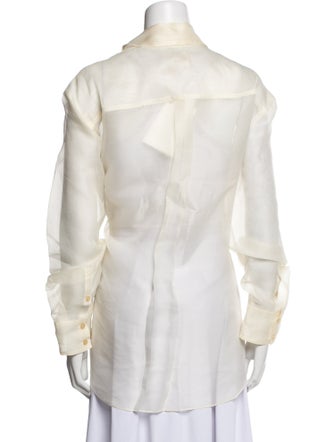 Khaite Silk Long Sleeve Button-Up Top