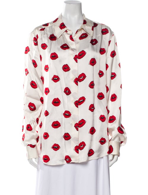 Khaite Printed Long Sleeve Button-Up Top