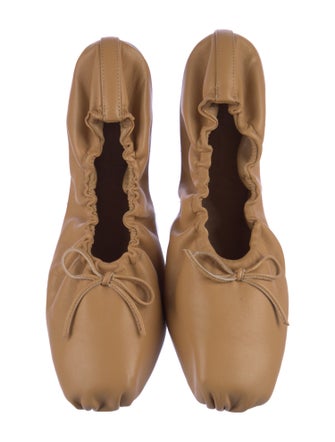 Khaite Leather Bow Accents Ballet Flats