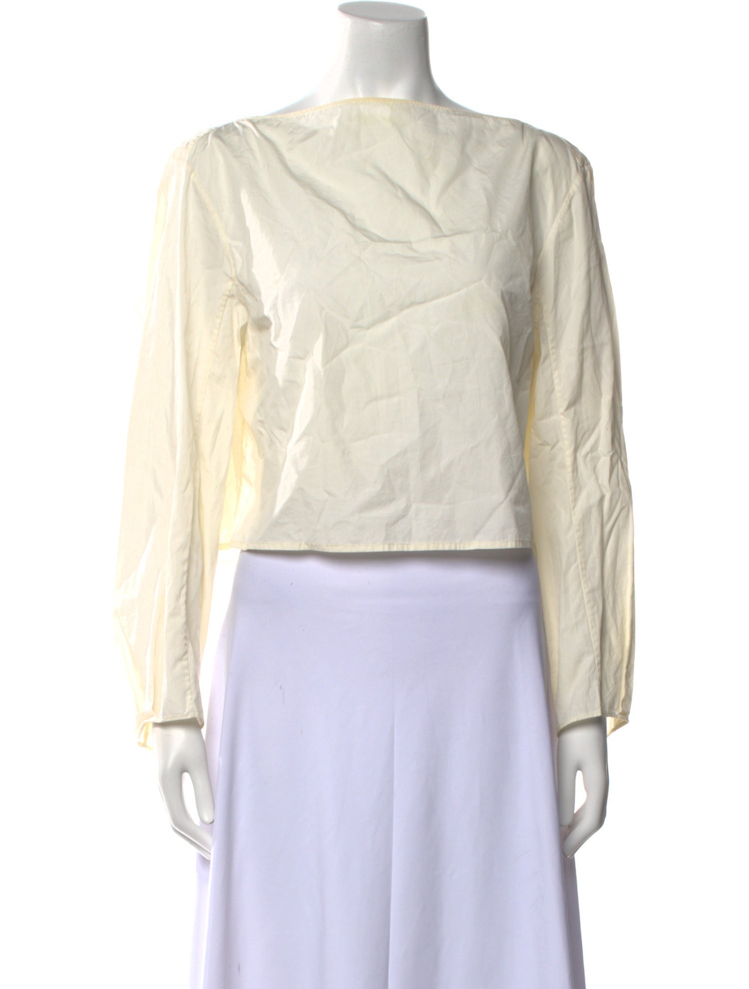 Khaite Bateau Neckline Long Sleeve Crop Top