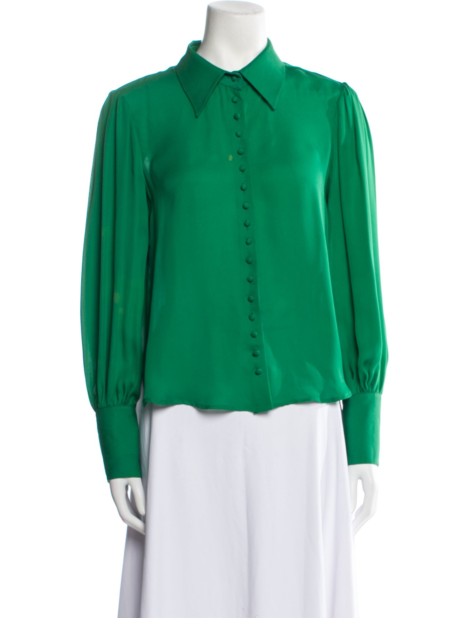 Khaite Silk Long Sleeve Button-Up Top