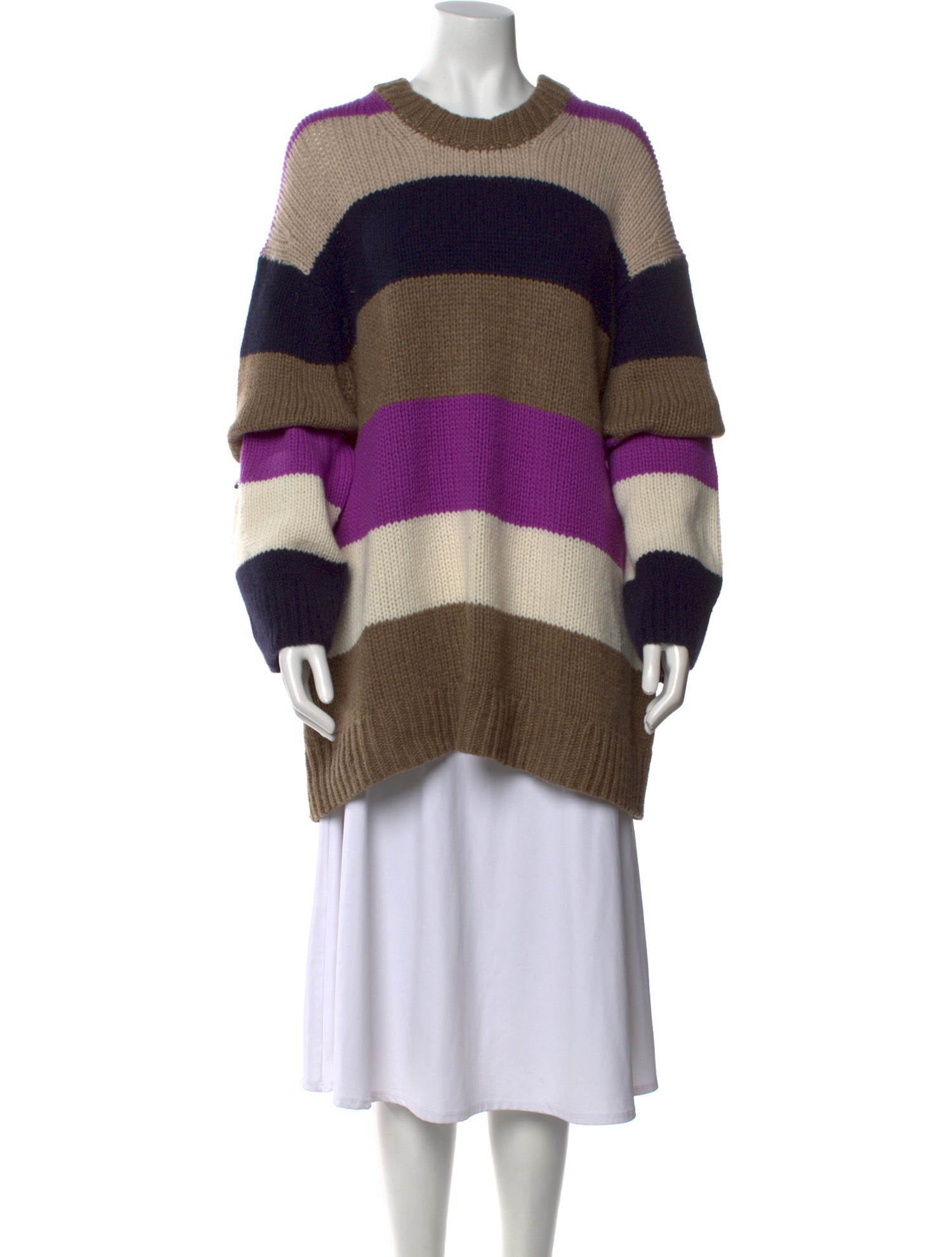 Khaite Striped Crew Neck Sweater