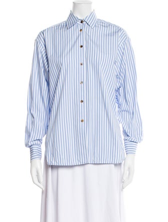 Khaite Striped Long Sleeve Button-Up Top