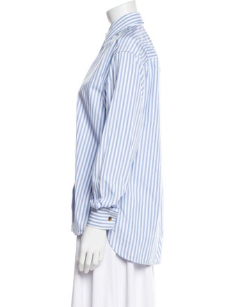 Khaite Striped Long Sleeve Button-Up Top