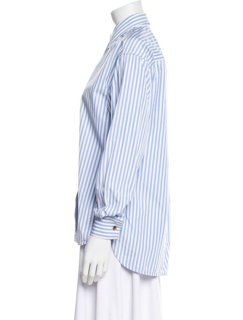 Khaite Striped Long Sleeve Button-Up Top