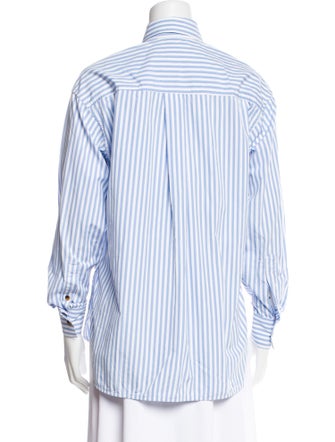 Khaite Striped Long Sleeve Button-Up Top