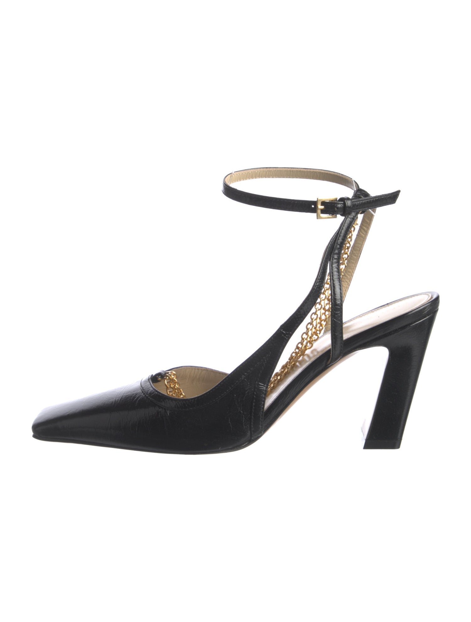 Khaite Leather Chain-Link Accents Slingback Pumps