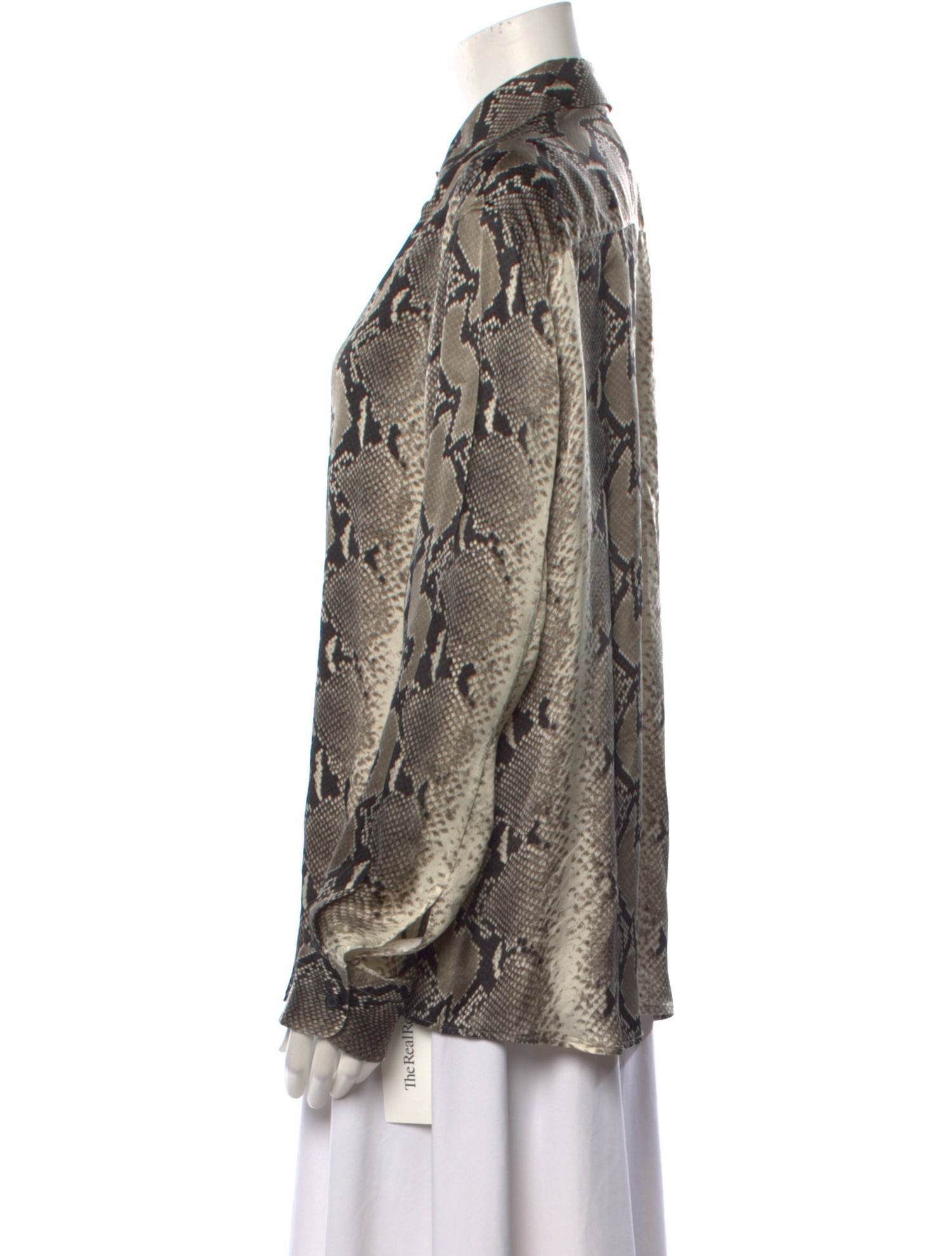 Khaite Animal Print Long Sleeve Button-Up Top