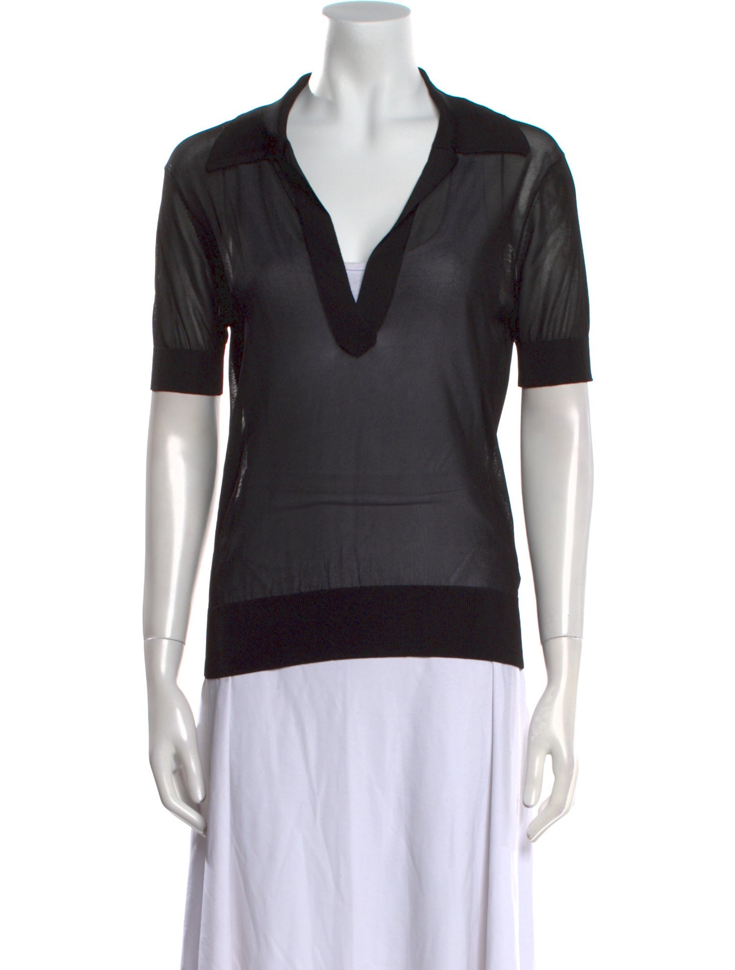 Khaite V-Neck Short Sleeve Polo