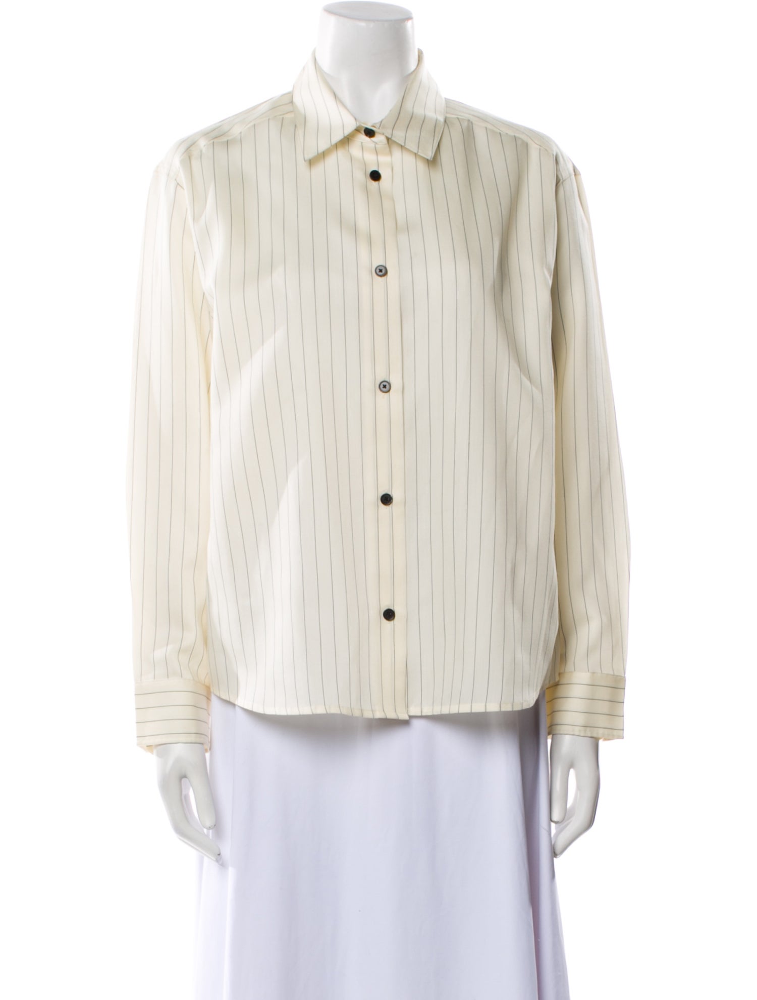 Khaite Virgin Wool Striped Button-Up Top