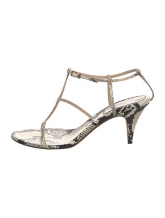 Khaite Snakeskin Animal Print T-Strap Sandals