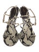 Khaite Snakeskin Animal Print T-Strap Sandals