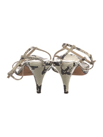 Khaite Snakeskin Animal Print T-Strap Sandals