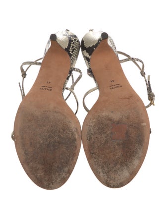 Khaite Snakeskin Animal Print T-Strap Sandals