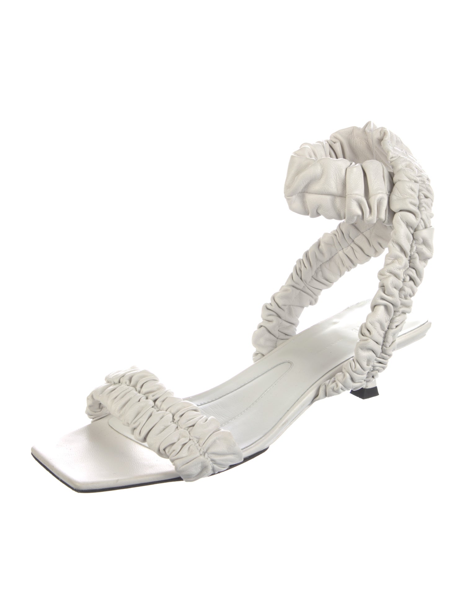 Khaite Leather Ruffle Embellishment Gladiator Sandals