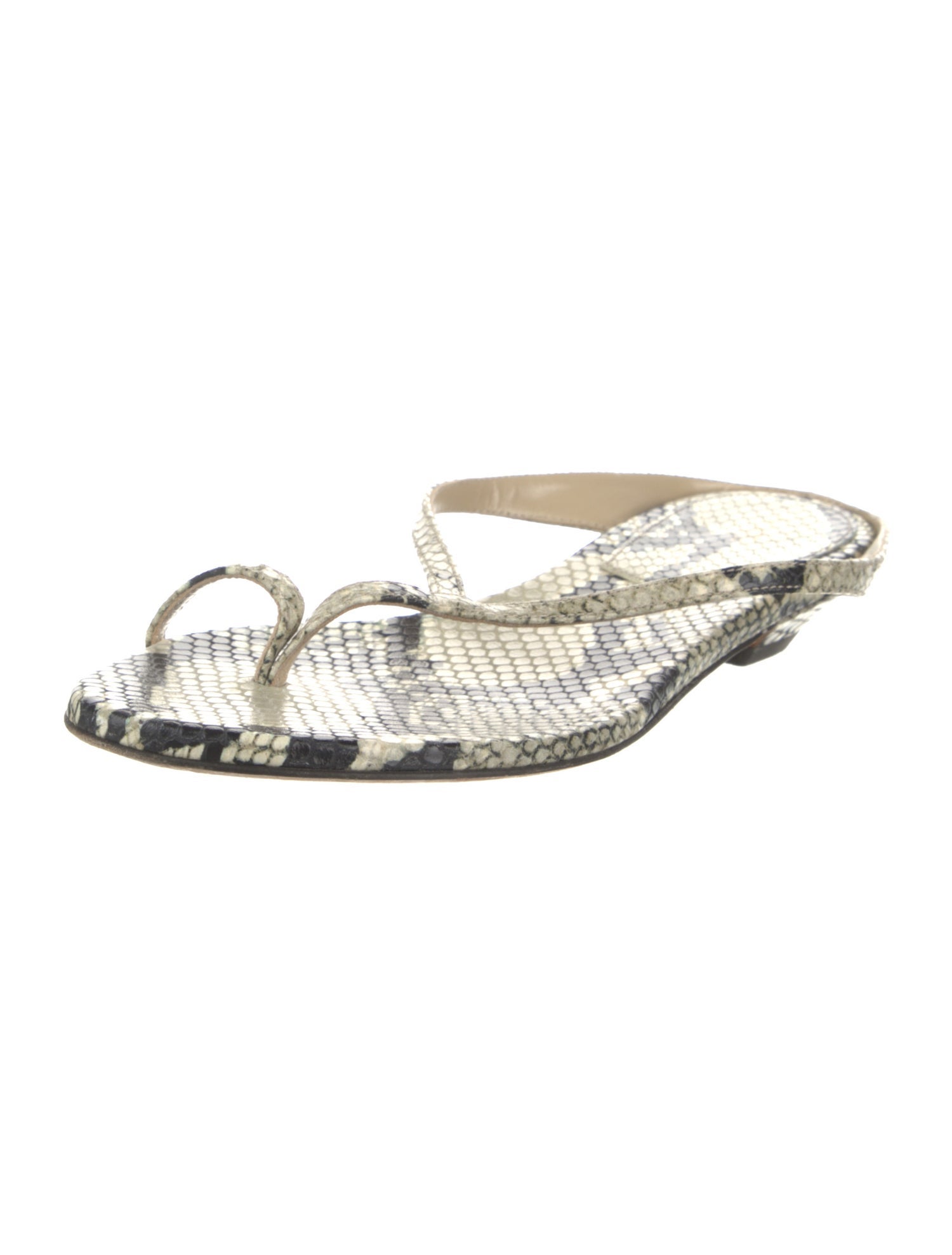 Khaite Snakeskin Animal Print Flip Flops