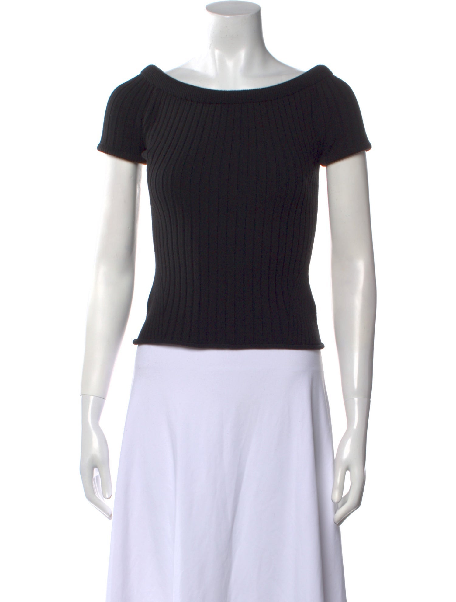 Khaite Bateau Neckline Short Sleeve Crop Top