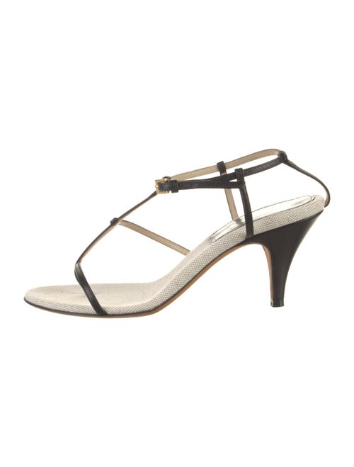 Khaite Jones T-Strap Leather T-Strap Sandals