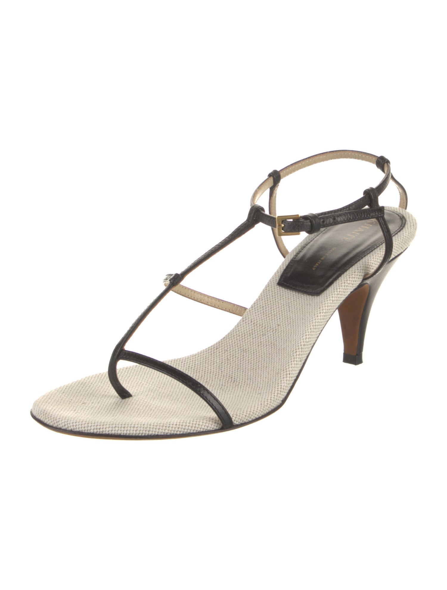 Khaite Jones T-Strap Leather T-Strap Sandals