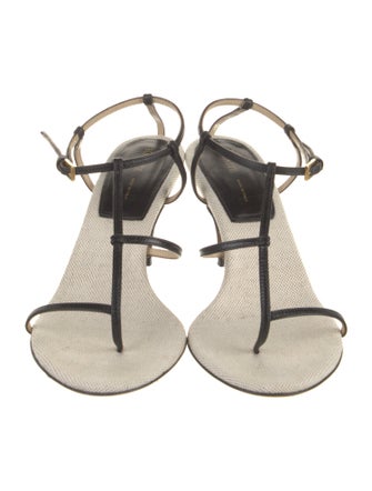 Khaite Jones T-Strap Leather T-Strap Sandals