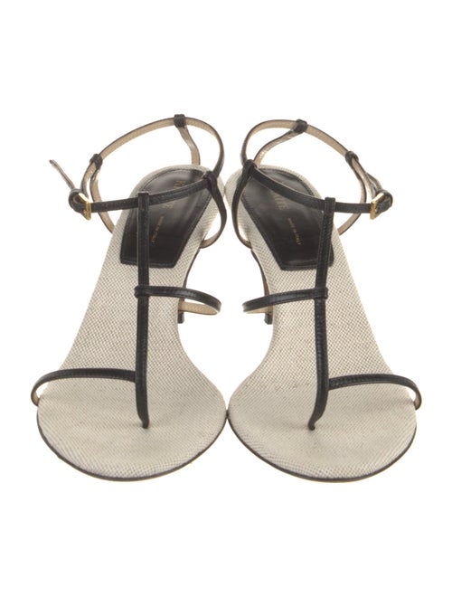 Khaite Jones T-Strap Leather T-Strap Sandals
