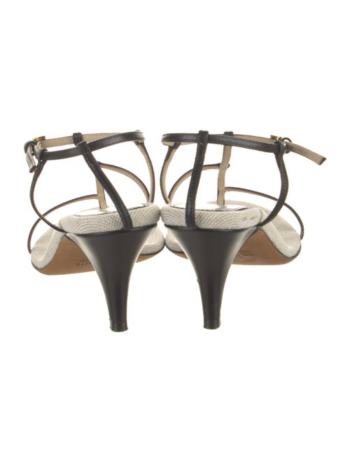 Khaite Jones T-Strap Leather T-Strap Sandals