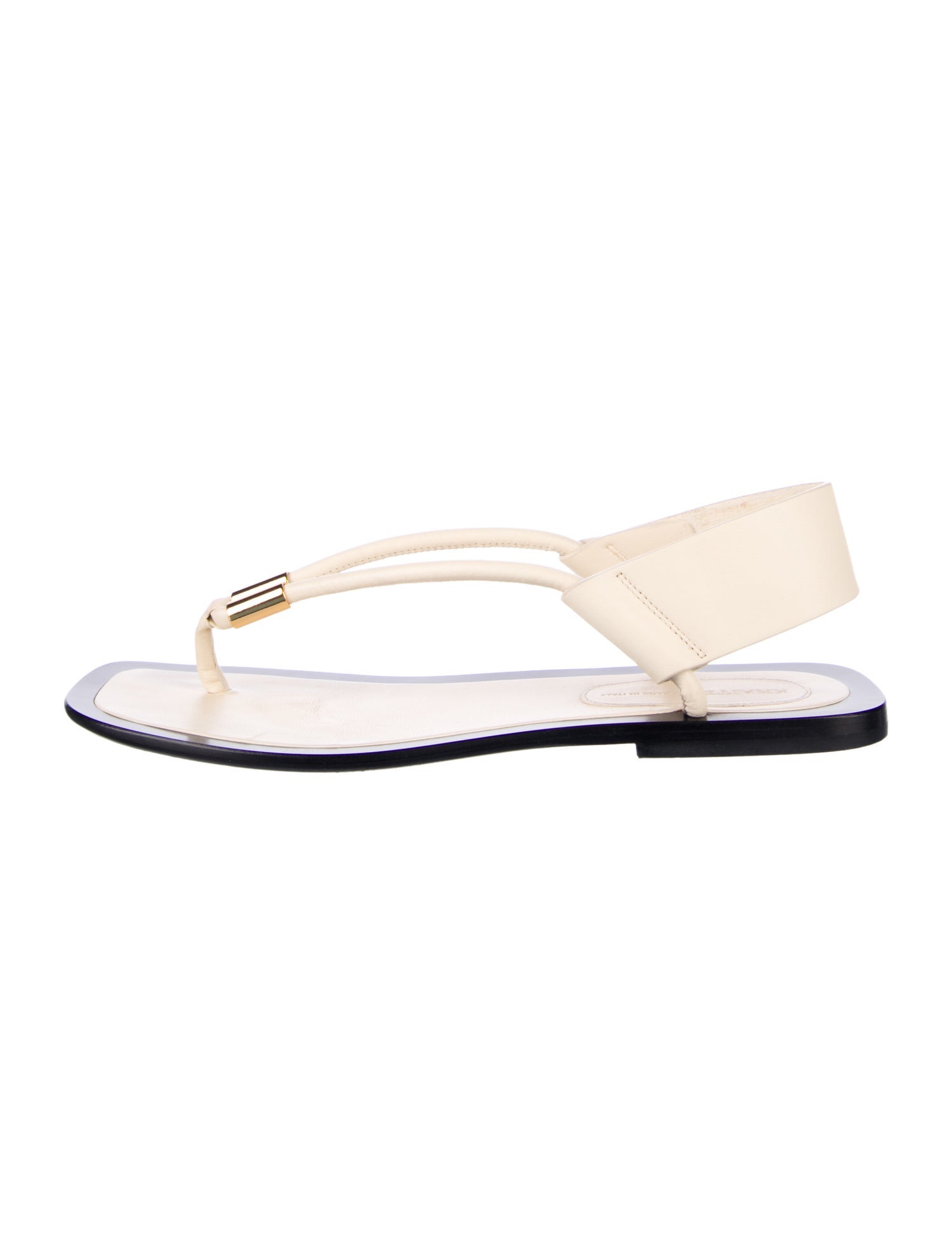 Khaite Leather T-Strap Sandals