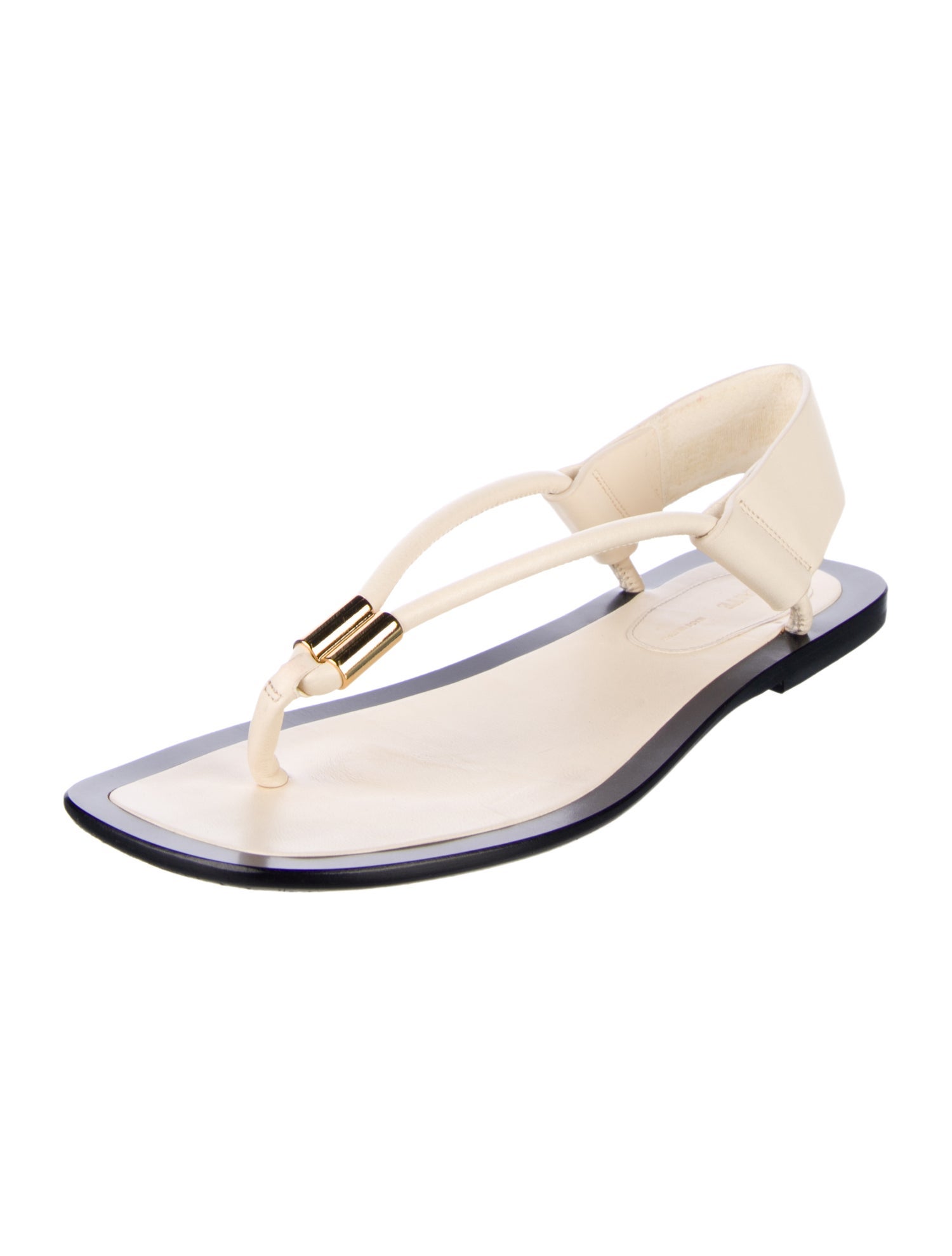 Khaite Leather T-Strap Sandals