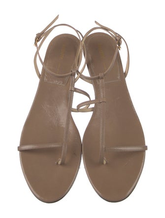 Khaite Patent Leather T-Strap Sandals