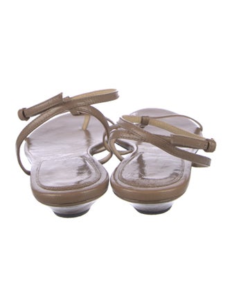 Khaite Patent Leather T-Strap Sandals