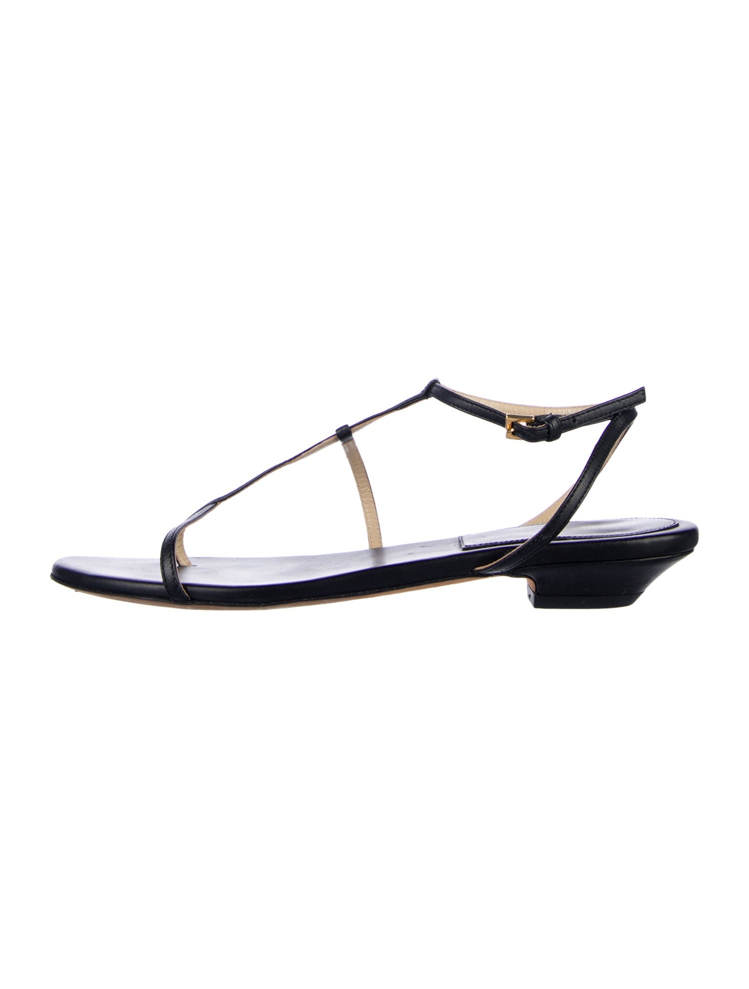 Khaite Leather T-Strap Sandals