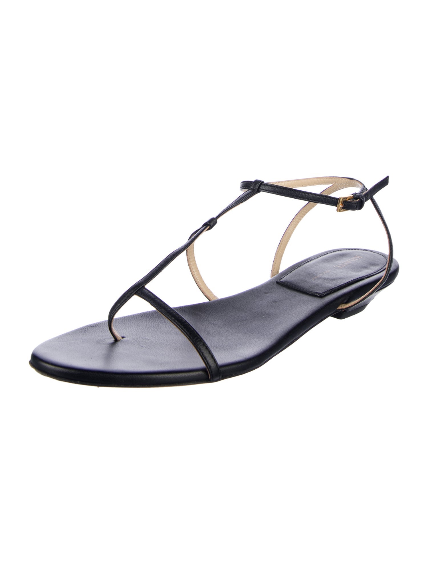 Khaite Leather T-Strap Sandals
