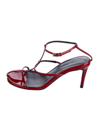 Khaite Patent Leather T-Strap Sandals