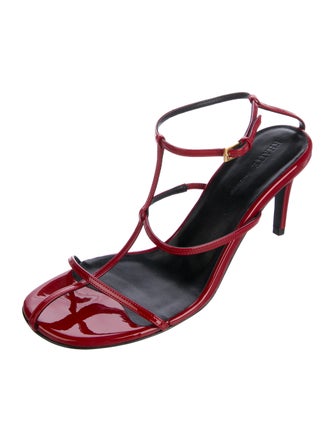 Khaite Patent Leather T-Strap Sandals