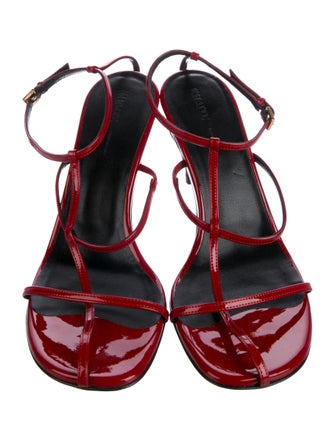 Khaite Patent Leather T-Strap Sandals