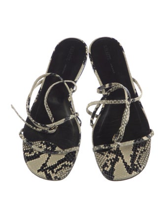Khaite Snakeskin Printed T-Strap Sandals