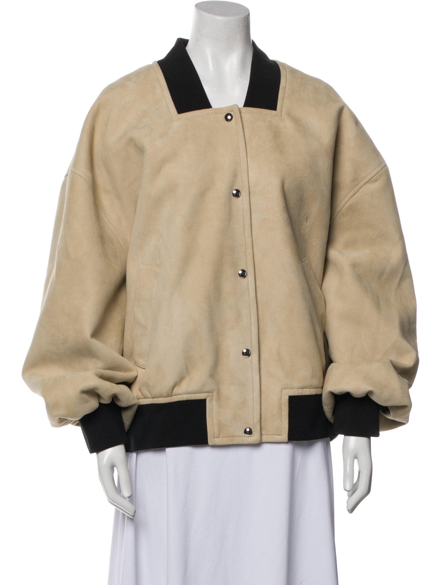 Khaite Suede Colorblock Pattern Bomber Jacket
