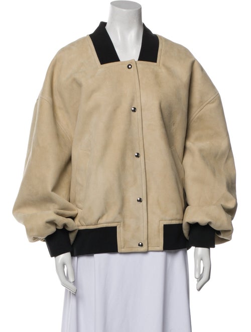 Khaite Suede Colorblock Pattern Bomber Jacket