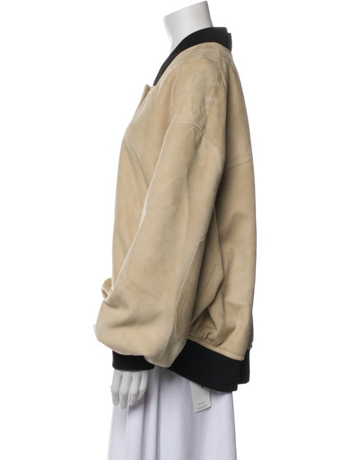 Khaite Suede Colorblock Pattern Bomber Jacket