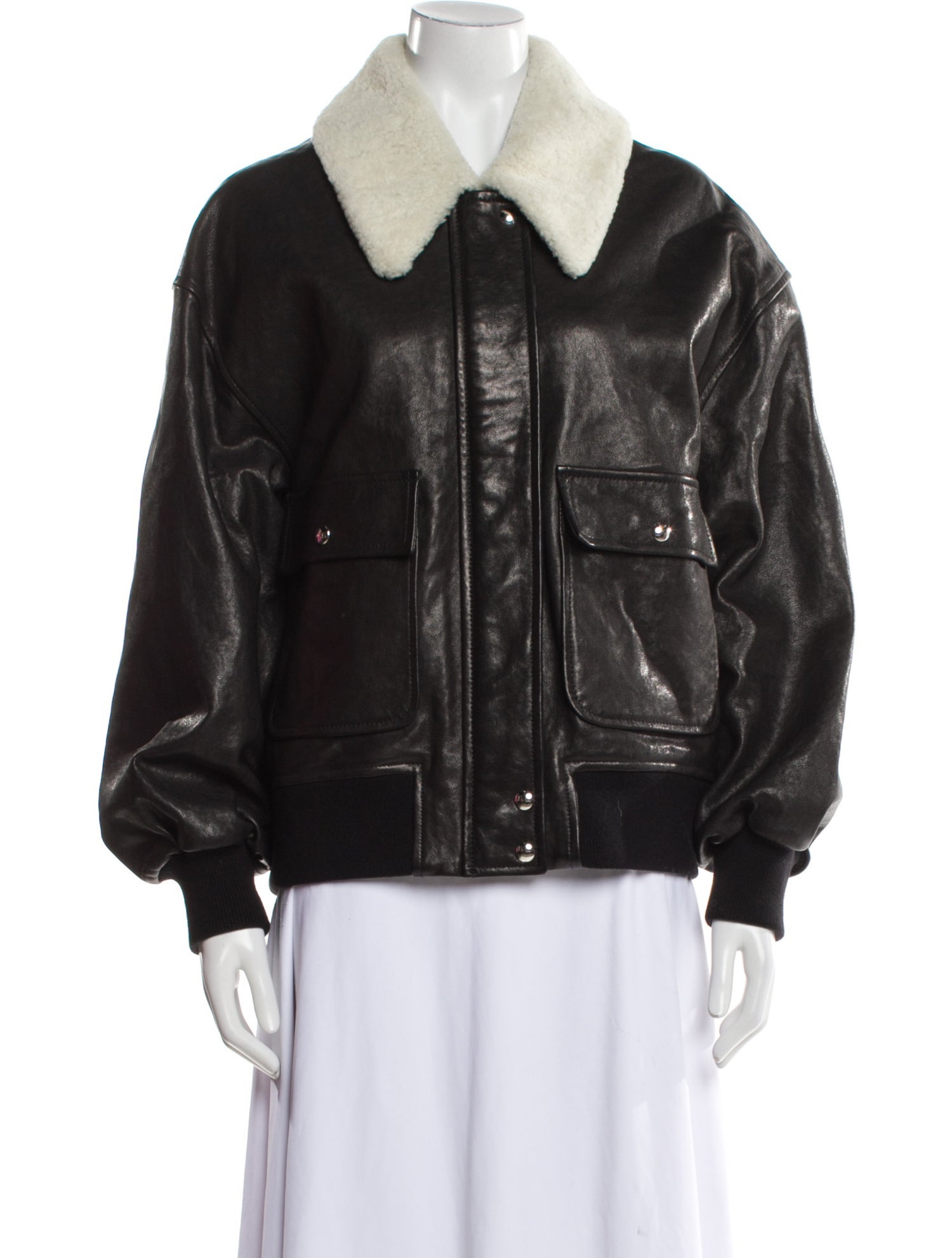 Khaite Leather Bomber Jacket
