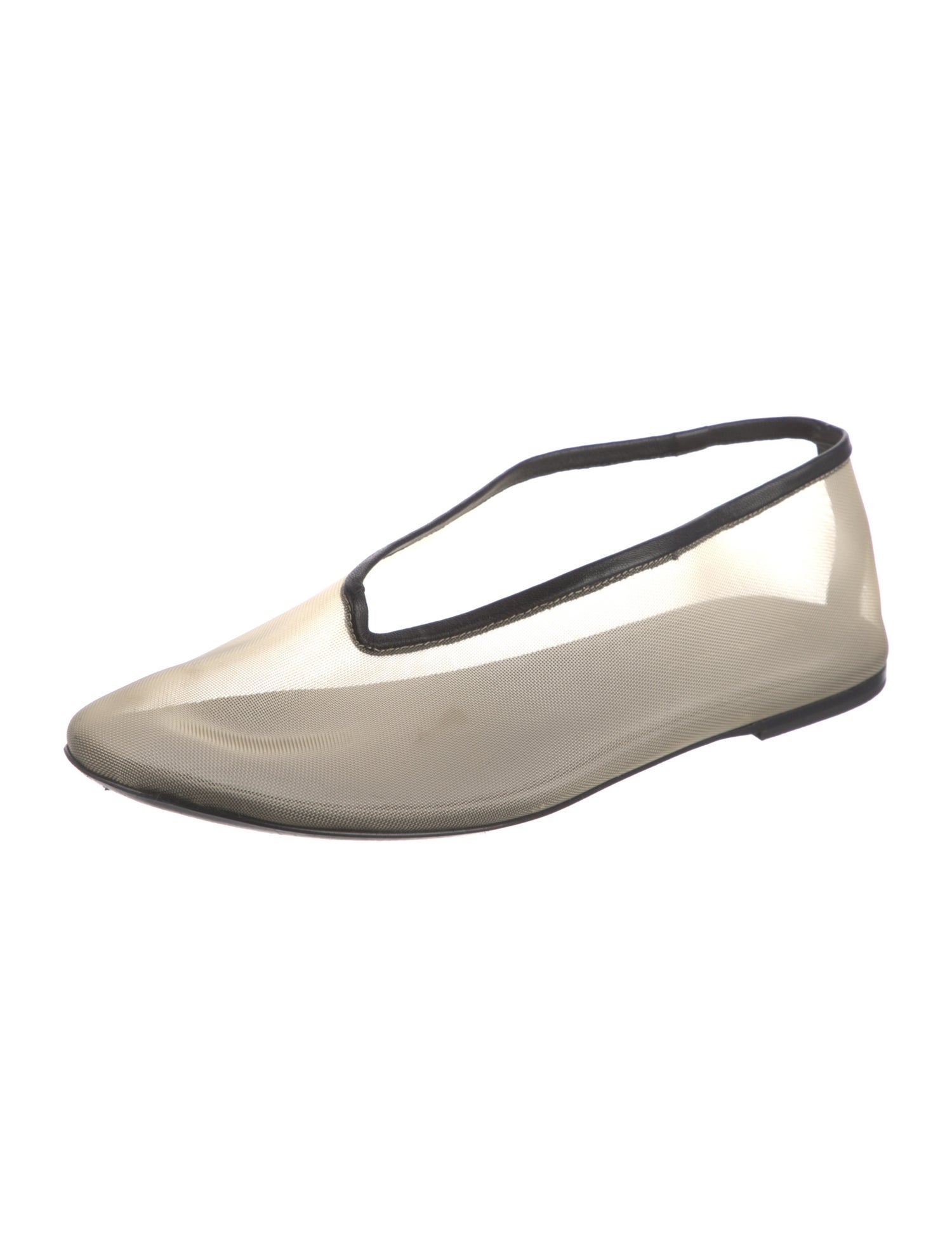 Khaite Mesh Leather Trim Embellishment Ballet Flats