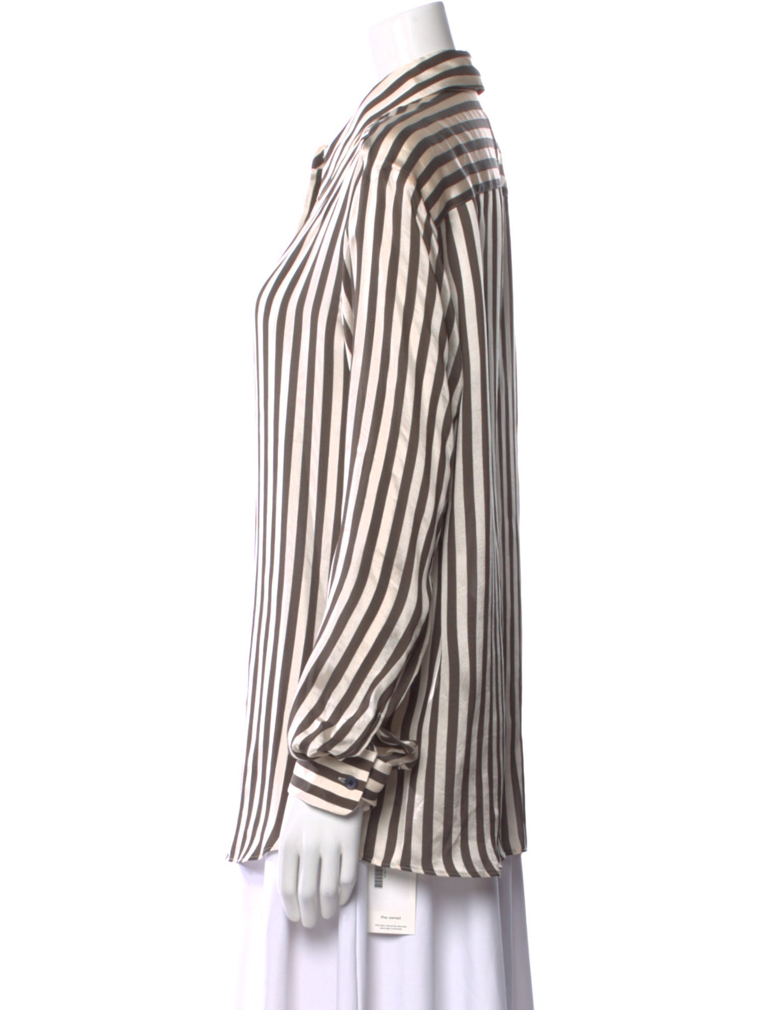 Khaite Striped Long Sleeve Button-Up Top