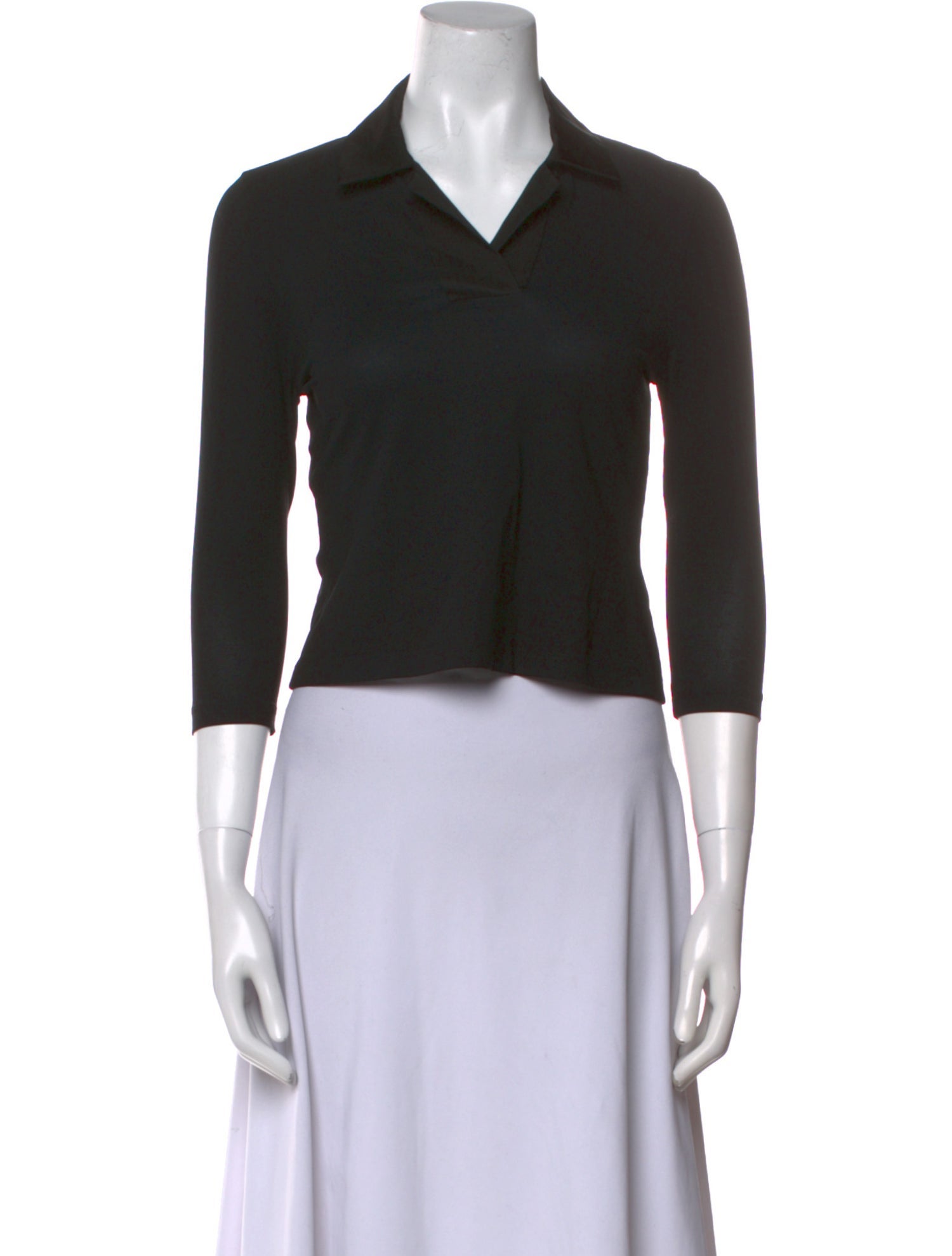 Khaite V-Neck Three-Quarter Sleeve Crop Top