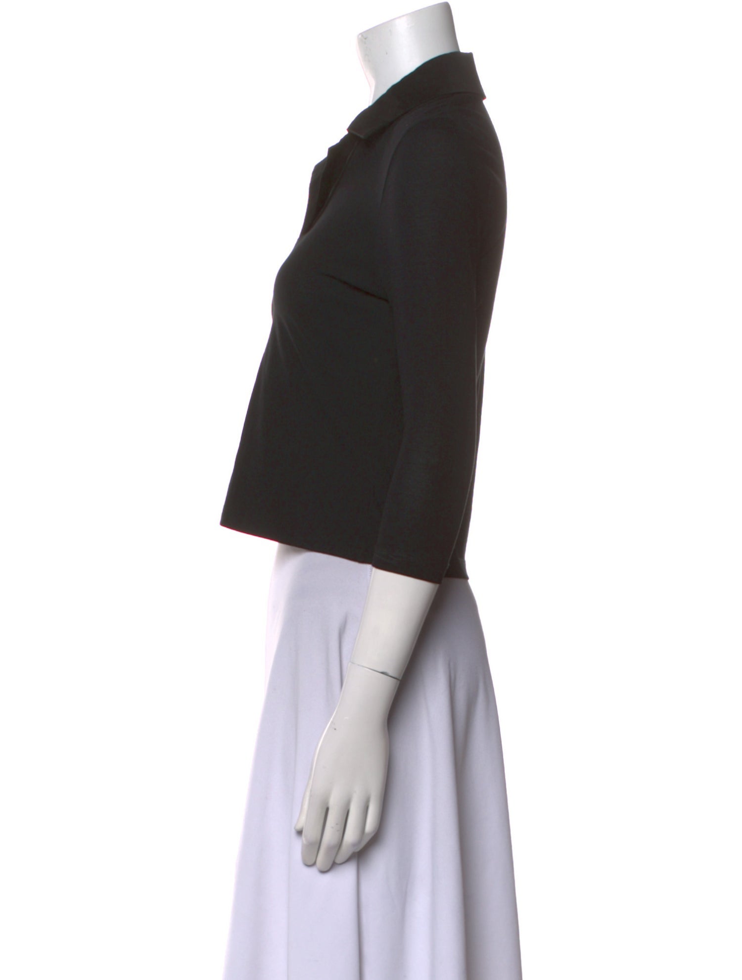 Khaite V-Neck Three-Quarter Sleeve Crop Top