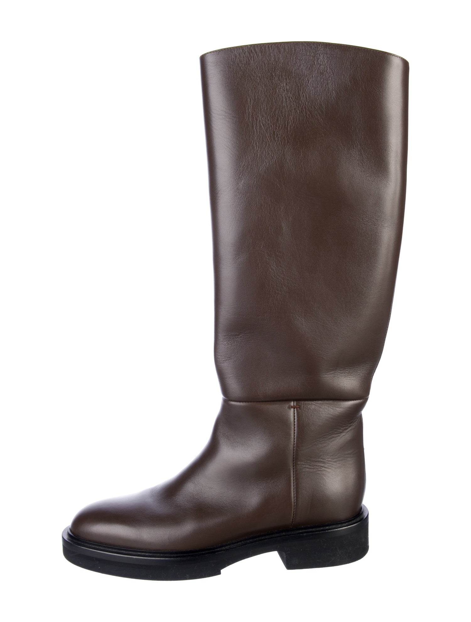Khaite Leather Colorblock Pattern Riding Boots
