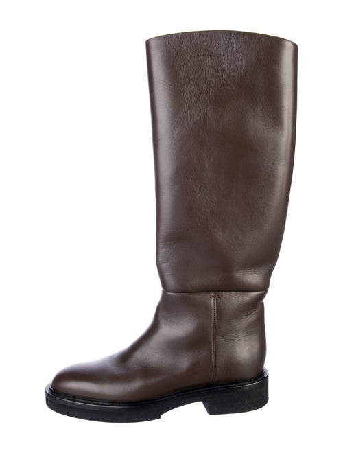 Khaite Leather Colorblock Pattern Riding Boots